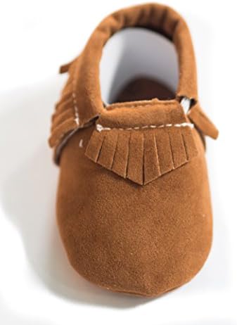 Baby Moccasins by One Loved Babe (6-12 Months, Brown Suede)
