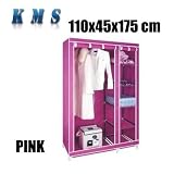 Large Double Pink Canvas Wardrobe Steel Frame Non-woven Fabric Cover Portable Storage Furniture with Shelves and Manual