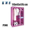 Large Double Pink Canvas Wardrobe Steel Frame Non-woven Fabric Cover Portable Storage Furniture with Shelves and Manual