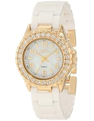 XOXO Womens XO2010 Swarovski Crystal Accented Gold-Tone White Ceramic Bracelet Watch