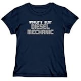 WORLD'S BEST Diesel Mechanic Occupations Womens T-Shirt (Navy Blue, Size Large)