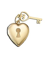 Solid 14K Yellow Gold Locket and Key 3/4 inch x 3/4 inch in Solid 14K Yellow Gold