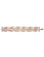 Rose Gold 5 Row Chain Link White CZ Bracelet in 7