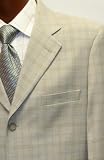 Men's Single Breasted 3 Button Beige Windowpane Super 150's Wool Feel Dress Suit
