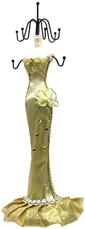 Satin Flower Strapless Dress Mannequin Jewelry Stand DA651 (Large, Gold)