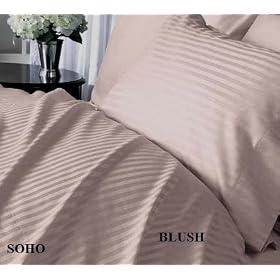 Egyptian Cotton 1000 Thread Count Steen Stripe 7 Pcs Sheet Set & Duvet Cover Set Combo Blush Full.