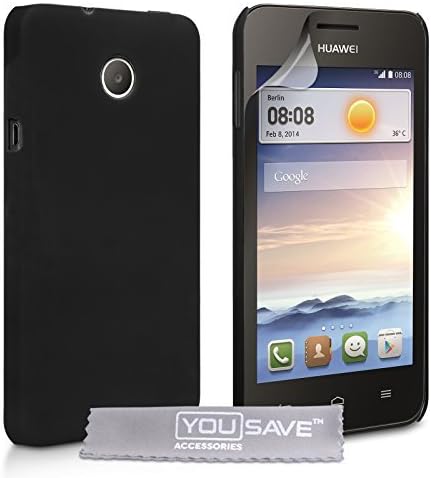 Yousave Accessories Huawei Ascend Y330 Case Black Hard Hybrid Cover