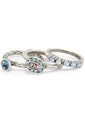 Set of 3 Reflection Stack Rings, Gypsy Rings, Silver Swarovski Rings, Silver Stacking Rings, Stacking Rings, Ring Set, Boho Rings, Pastel Ring