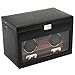 WOLF 453556 Ebony Macassar Double Watch Rotator with Cover and Storage Compartment