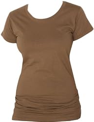 Chocolate Brown Solid color Classic Super soft 100% cotton longer womens and girls tee shirt.