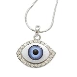 Lucky Blue Eye Crystal Accent Charm Pendant Necklace Fashion Jewelry