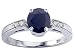 1.29 cts Genuine Black Sapphire and Diamond Engagement Ring - 14kt White or Yellow Gold
