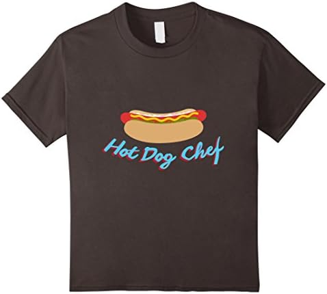 Kids Hot Dog Chef Chicago Polish Condiments Simple Tee Shirt 8 Asphalt