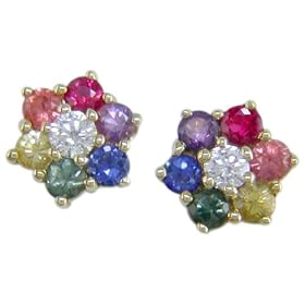 18KT Rainbow Sapphire Earrings by The Judy Mayfield Collection