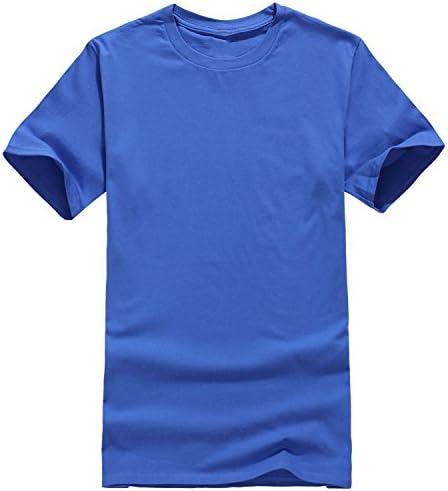 Yiwu Yete Mens Cotton T Shirt Solid Colour (S, Blue)