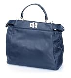 Petit sac &agrave; main &eacute;l&eacute;gant pour femmes en cuir lisse souple coloris bleu.