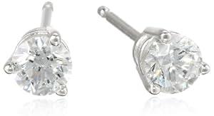 18k White Gold Round-Cut Basket Setting 3-Prong Diamond Studs (1/2 cttw, G-H Color, SI1-SI2 Clarity)