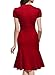 Miusol Women's Official V-Neck Retro Cap Sleeve Fitted Business Cocktail Dress (Large, Red)