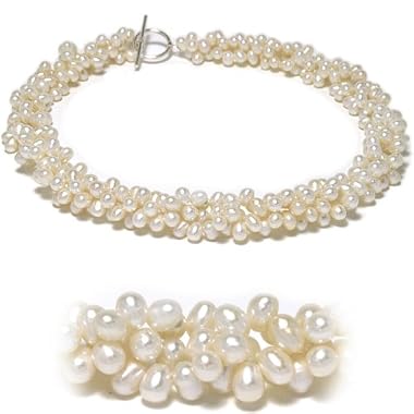 HinsonGayle Triple Strand High-Luster White Dancing Pearl Torsade Necklace 20 Inches