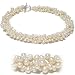 Jewelry : 18-inch Triple Strand White Dancing Pearl Necklace with Pearl Stud Earrings on Sterling Silver