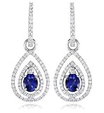 Diamond & Blue Sapphire 18k White Gold Dangle Earrings 41sq2XVKDbL. SL160 Diamond & Blue Sapphire 18k White Gold Dangle Earrings