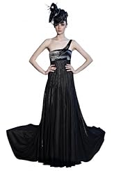 A-line One Shoulder Applique Beaded Cocktail Floor Length Homecoming Dress/Pageant Dress/Prom Dress/Party Dress/Wedding Dress 