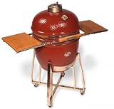 Saffire Grill / Smoker with Setting and Wood Shelves - Jasmine Red (Jasmine Red) (46"H x 46.5"W x 26"D)