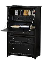 Oxford Secretary Desk, 52"Hx32.5"W, BLACK