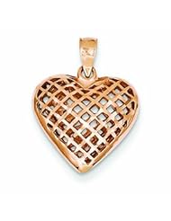 14K Gold Rose Gold D/C Puff Heart Pendant