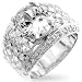 Men's Ring Rhodium Plated With Center Round Clear CZ and Alternating CZs in Checker Box - Size: 8-14