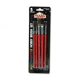 Hobby Natural Hair Assorted Size 5-Brush Set for Watercolor/Tempera/Oil/Acrylic