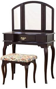 Frenchi Home Furnishing Queen Anne Style 3-Piece Vanity Set w/stool, Espresso Finish Frenchi Home Furnishing Queen Anne Style 3-Piece Vanity Set w/stool, Espresso Finish