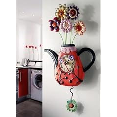 Enesco Allen Designs Wanduhr - FLOWER - TEA-FUL CLOCK