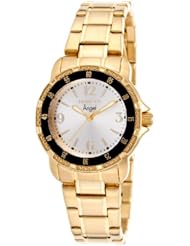 Womens Angel 18K Gold Plated Steel Bracelet Silver-Tone Dial