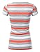 JJ Perfection Women's Casual Striped Short Sleeve V-Neck T-Shirt
