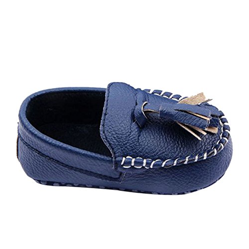 Weixinbuy Toddler Baby's Faux Leather Loafers Soft Flat Boat Shoe Blue 4-8M
