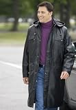 Flange-Front Leather Coat