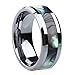 6mm/8mm Tungsten Metal Abalone Shell Inlay Polished Finish Step Edge Ring Comfort fit Wedding Band