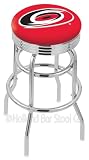 Carolina Hurricanes 25 Inch Chrome Double Ring Swivel Bar Stool with Ribbed Accent Ring