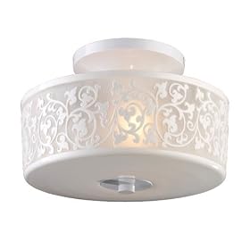 ELK Lighting 20090-2 Ivy Cove 2 Light Semi Flush Mount in White by Geometrix Schonbek