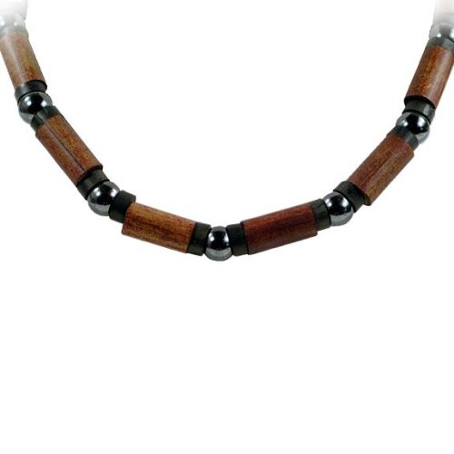Large Bamboo Bead & Hematite Ball Necklace