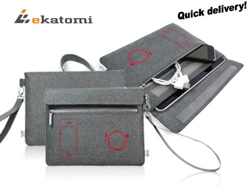 [Smoke Felt] GREY | Universal 9-inch Tablet Case Wristlet for Matsunichi Marquis Pad MP977 9.7". Bonus Ekatomi Screen Cleaner