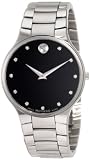 MOVADO Watch:Movado Men's 0606490 Serio Stainless Steel Black Diamond Marker Museum Dial Watch