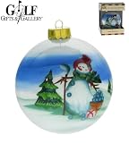 Golf Gifts & Gallery Golfing Snow Man Glass Ornament