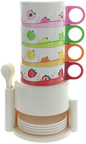 eSmart Southwestern Style Stackable 4pcs Mug Set for Coffee Tea (Fruit Set )