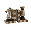 2-Piece Ivory and Bronze Checkered Knight and Rook Chess Bookends