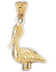 Dazzlers Solid 14k Gold 3D Pelican Charm Pendant Available in three colors from jewelsberry (weights: 2.6 grams only)