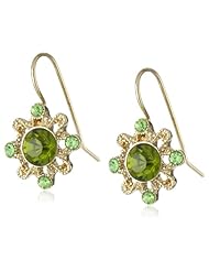1928 Jewelry "Jeweltone Greens" Gold-Tone Green Drop Earrings