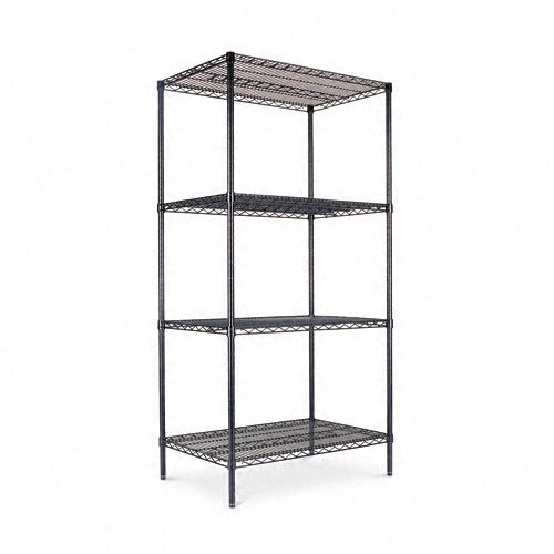 Alera Industrial Wire Shelving Starter Kit 4 Shelves 36w x 24d x 72h Black -- Sold as 2 Packs of - 1 - - Total of 2 Each