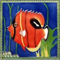 Red Angel Fish Ceramic Wall Art Tile 4x4